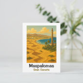 Maspalomas Duinen Gran Canaria Retro Reisposter Briefkaart (Staand voorkant)