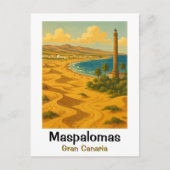 Maspalomas Duinen Gran Canaria Retro Reisposter Briefkaart (Voorkant)