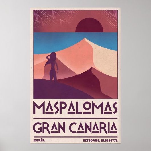 Maspalomas Vintage Wandkunst Retro Reisposter Poster (Voorkant)