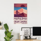 Maspalomas Vintage Wandkunst Retro Reisposter Poster (Thuiskantoor)
