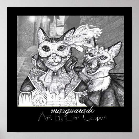 Masquarade Cat, Art print van Erin Cooper (Voorkant)