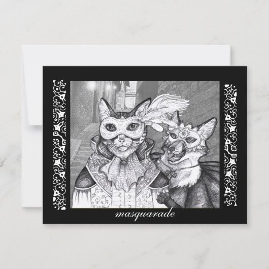 Masquarade Cat, partijuitnodigingen Kaart (Voorkant)