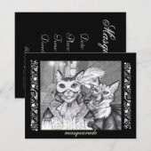 Masquarade Cat, partijuitnodigingen Kaart (Voorkant / Achterkant)