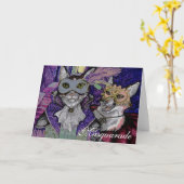 Masquarade Cat, wenskaart Kaart (Gele Bloem)