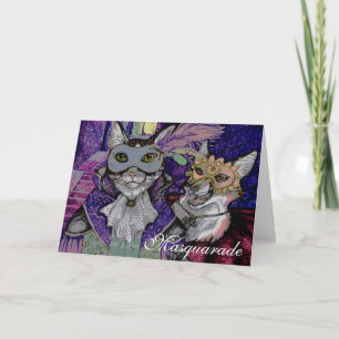 Masquarade Cat, wenskaart Kaart