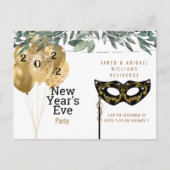 Masque & Balloons 2022 Nieuwjaarsfeest Uitnodiging Briefkaart (Voorkant)