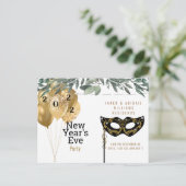 Masque & Balloons 2022 Nieuwjaarsfeest Uitnodiging Briefkaart (Staand voorkant)