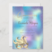 Masque, Confetti Stippen Holografisch Quinceañera Kaart (Voorkant)
