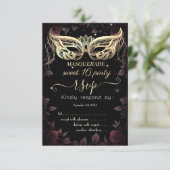 Masque Dark Bourgogne Rozen Zwart 80 Sweet 16 RSVP Kaart (Staand voorkant)