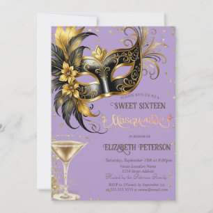 Masque Diamonds Champagne Lavender Sweet 16 Kaart