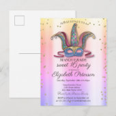 Masque Diamonds Colorful Masquerade Sweet 16 Uitnodiging Briefkaart (Voorkant / Achterkant)