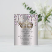 Masque,Drips,Masquerade Sweet 16 Uitnodiging Briefkaart (Staand voorkant)