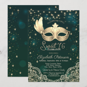 Masque,Kerstverlichting,Kant,Groene sterren Sweet Kaart