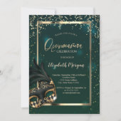 Masque,Lijst,Confetti Green Quinceañera Kaart (Voorkant)