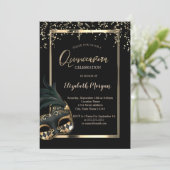 Masque,Lijst,Confetti Masquerade Quinceañera Kaart (Staand voorkant)