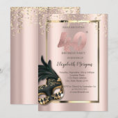 Masque Roos Gold 40e verjaardag Uitnodiging (Voorkant / Achterkant)