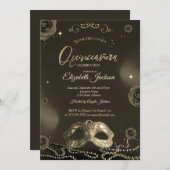 Masque Rozen Parels Grijs Quinceanera  Kaart (Voorkant / Achterkant)