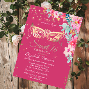 Masquer,Diamonds Spring Bloemen Sweet 16 Kaart