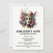 Masquerade 50e verjaardag Venetiaanse dames gezich Kaart (Voorkant)