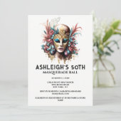 Masquerade 50e verjaardag Venetiaanse dames gezich Kaart (Staand voorkant)