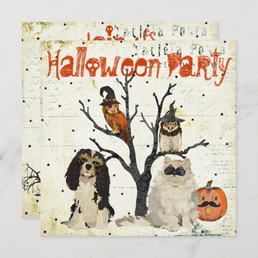 Masquerade Animals Halloween Invitation Kaart (Voorkant / Achterkant)