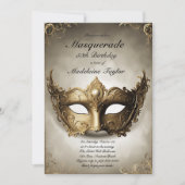 Masquerade Antiek Gouden Venetië Masker 50ste Verj Kaart (Voorkant)