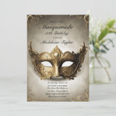 Masquerade Antiek Gouden Venetië Masker 50ste Verj Kaart (Staand voorkant)