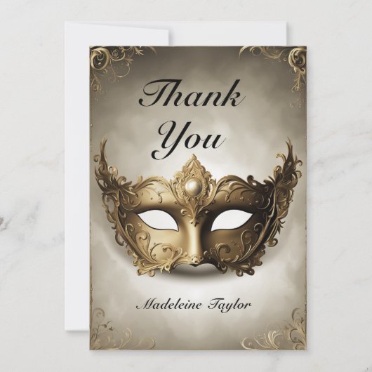 Masquerade Antiek Venetië Masker Chic 50ste verjaa Bedankkaart (Voorkant)