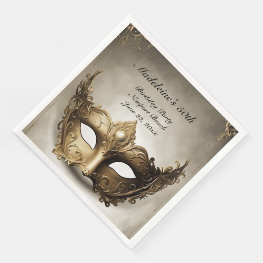 Masquerade Antiek Venetië Masker Chic 50ste verjaa Servet (Hoek)