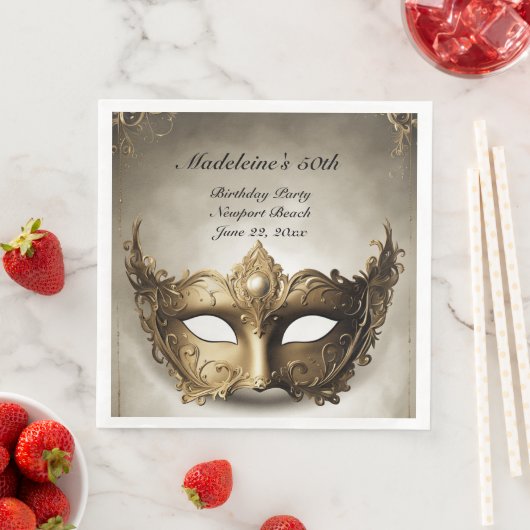 Masquerade Antiek Venetië Masker Chic 50ste verjaa Servet (Insitu)