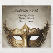 Masquerade Antiek Venetië Masker Chic 50ste verjaa Sparkling Wijnetiket (Enkel label)