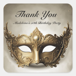 Masquerade Antiek Venetië Masker Chic 50ste verjaa Vierkante Sticker