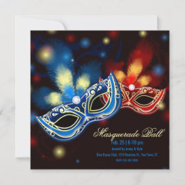 Masquerade B Rood en Blauw Elegant Kaart