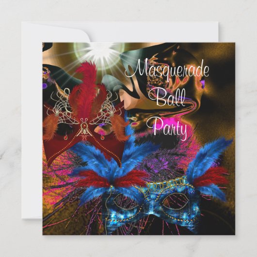 Masquerade Bal Feestmasker Kleurrijk Abstract 2 Kaart (Voorkant)