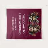 Masquerade bal gezicht maskers bruids paar elegant wandkleed (Voorkant (horizontaal))