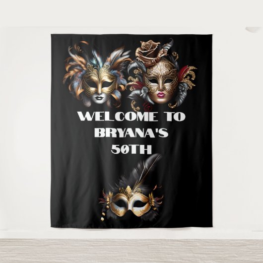 Masquerade bal gezichtsmaskers elegant man lady ch wandkleed (Voorkant)