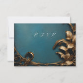 Masquerade bal goud en blauw rsvp (Achterkant)