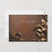 Masquerade bal goud en bruin rsvp kaartje (Achterkant)