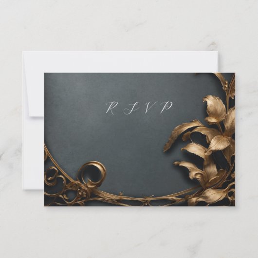 Masquerade bal goud en zwart rsvp (Achterkant)