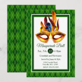 Masquerade Bal, groen argyle Kaart (Voorkant / Achterkant)