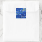 Masquerade Bal Mardi Gras Blauwe Bruiloft Vierkante Sticker (Tas)