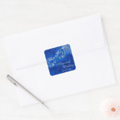 Masquerade Bal Mardi Gras Blauwe Bruiloft Vierkante Sticker (Envelop)
