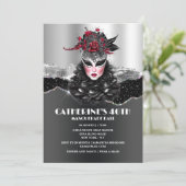 Masquerade bal meisjes verjaardag elegante glam ma kaart (Staand voorkant)