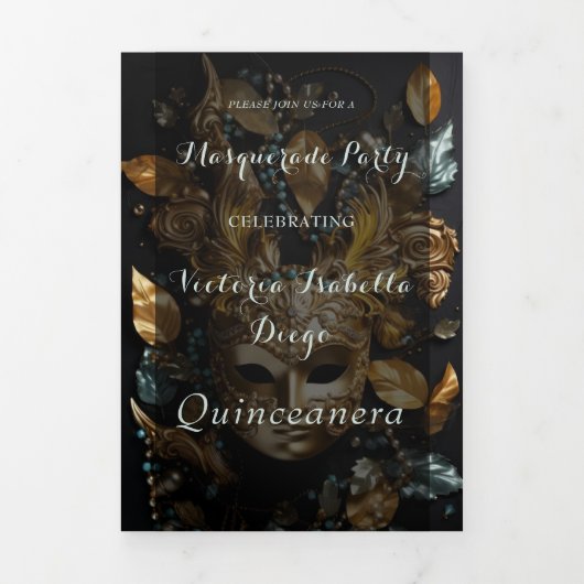 Masquerade Bal Quinceanera Party Uitnodiging (Cover)