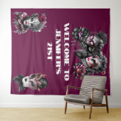 Masquerade bal roze zwart zilver maskers fuchsia wandkleed (In Situ (horizontaal))