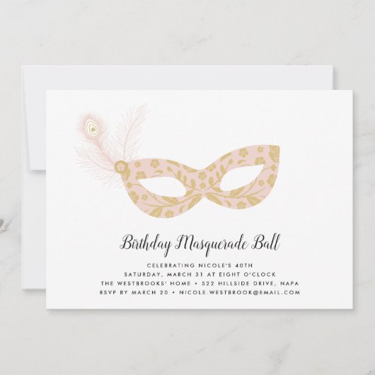 Masquerade Bal Verjaardag Uitnodiging (Voorkant)