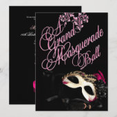 Masquerade Ball Birthday Uitnodiging (Voorkant / Achterkant)