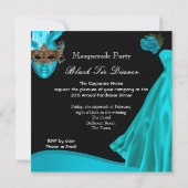 Masquerade Ball Blauwgroen Black Stropdas Corporat Kaart (Achterkant)