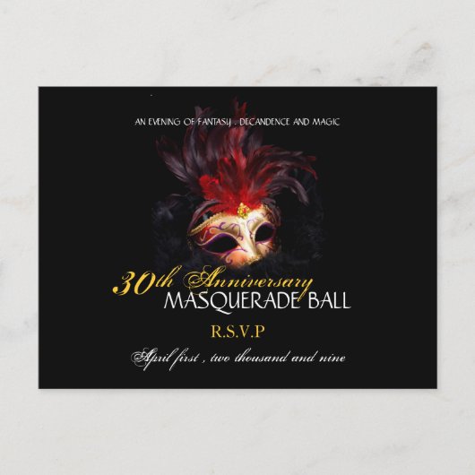 Masquerade Ball - Briefkaart Beantwoorden Kaarten (Voorkant)