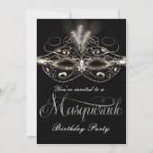 MASQUERADE BALL Elegant Black Party-uitnodigingen Kaart (Voorkant)